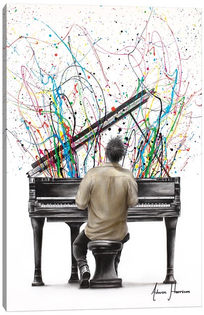 The Piano Solo Canvas Art Print - Large Colorful Accents