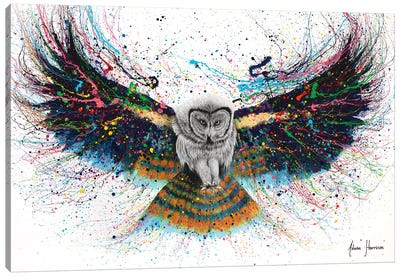 Hypnotic Twilight Owl Canvas Art Print - Hyper-Realistic & Detailed Drawings