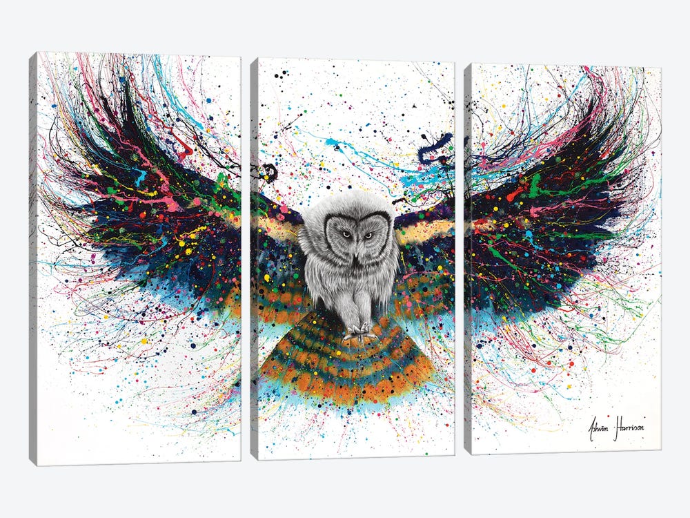 Hypnotic Twilight Owl by Ashvin Harrison 3-piece Canvas Art Print