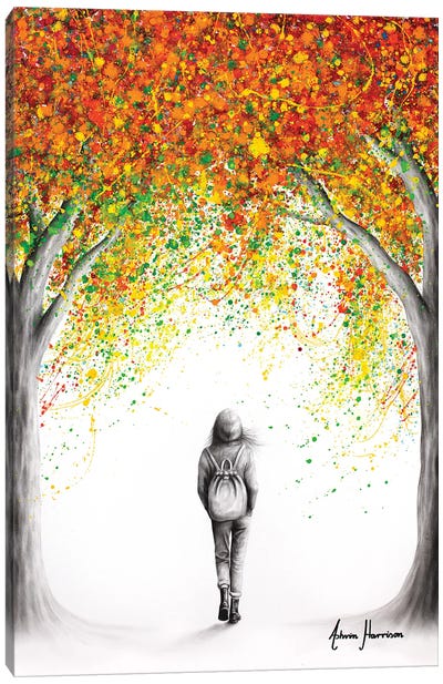 Beneath The Autumn Trees Canvas Art Print - Hyper-Realistic & Detailed Drawings