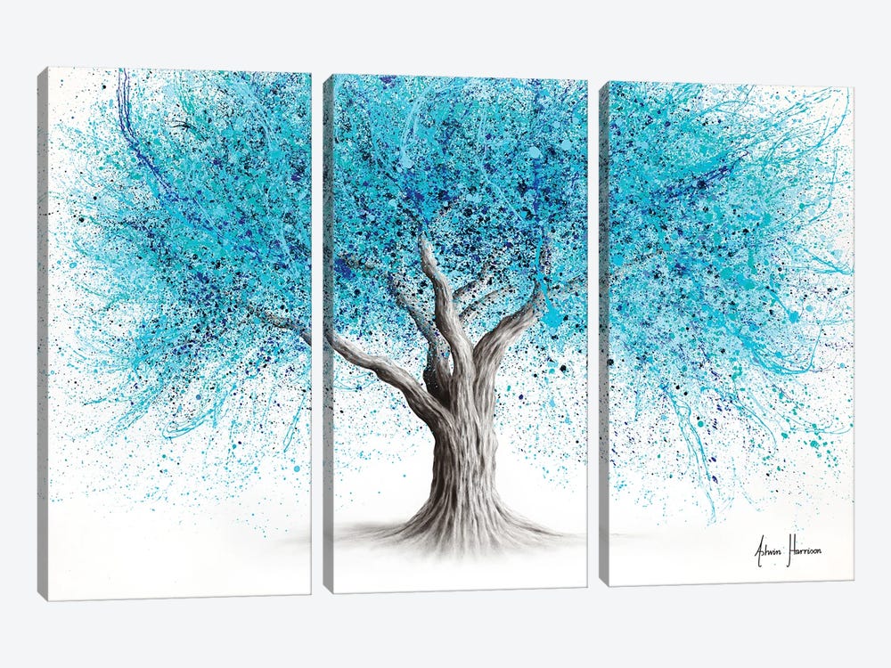 Blue Blossom Tree by Ashvin Harrison 3-piece Canvas Print