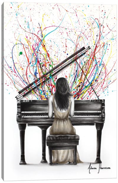 Grand Piano Solo Canvas Art Print - Hyper-Realistic & Detailed Drawings