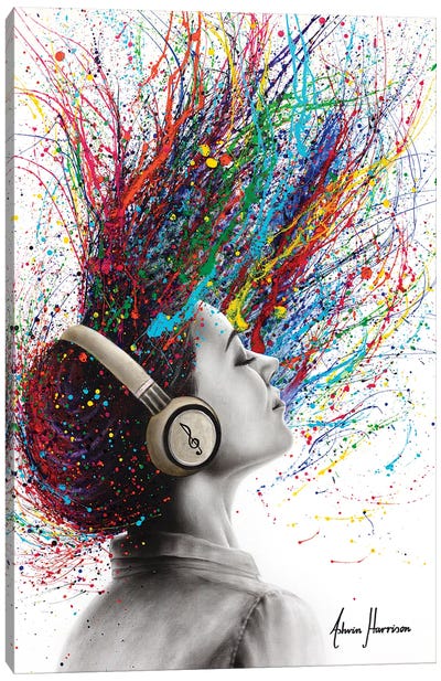 Music Me Canvas Art Print - Large Colorful Accents