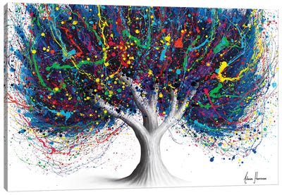 Wild Party Tree Canvas Art Print - Hyper-Realistic & Detailed Drawings