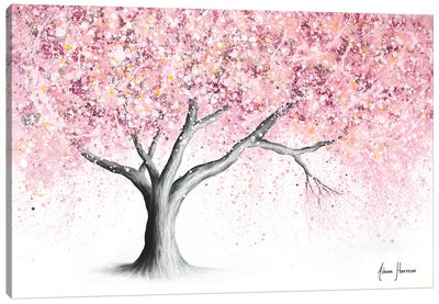 Mountain Blossom Tree Canvas Art Print - Hyper-Realistic & Detailed Drawings