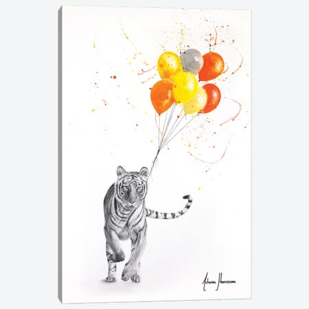 The Tiger And The Balloons Canvas Print #VIN810} by Ashvin Harrison Canvas Art