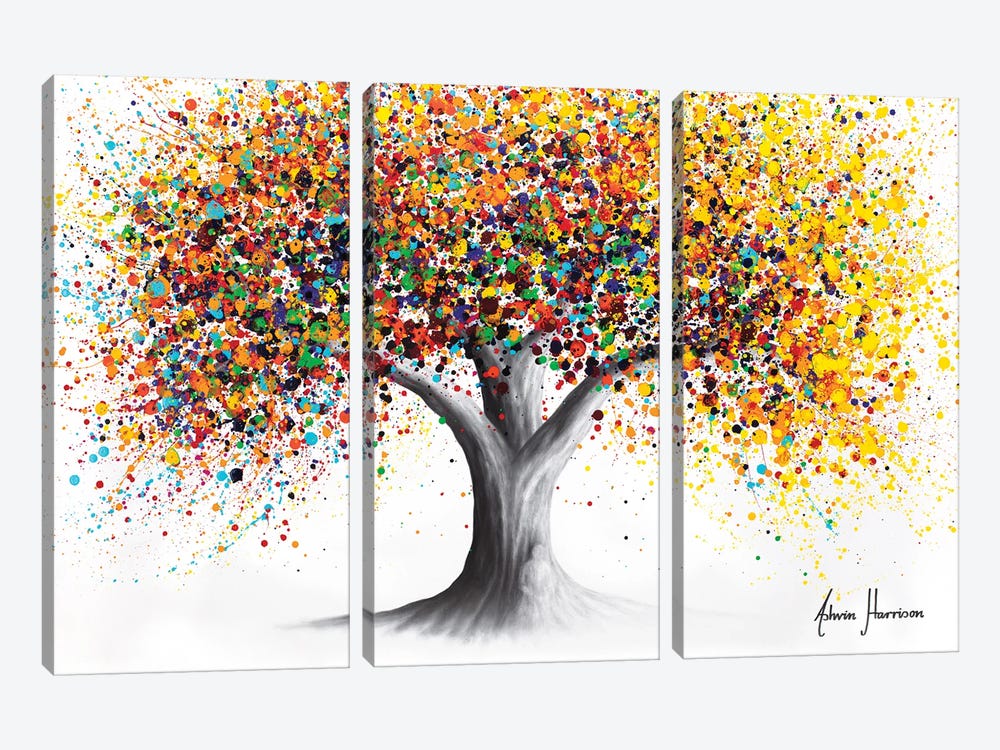 Sunshine Spirit Tree by Ashvin Harrison 3-piece Canvas Wall Art