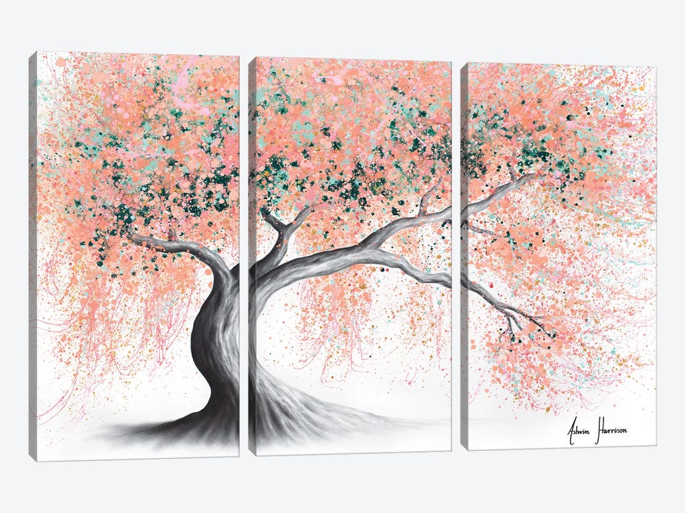 Sunny Peach Tree by Ashvin Harrison 3-piece Canvas Artwork