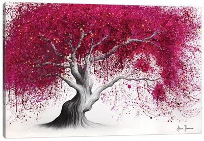 Glowing Magenta Tree Canvas Art Print - Pantone 2023 Viva Magenta