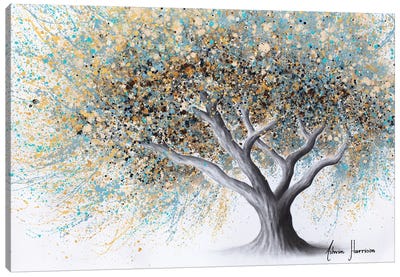 Spotted Teal Tree Canvas Art Print - Mixed Media Art