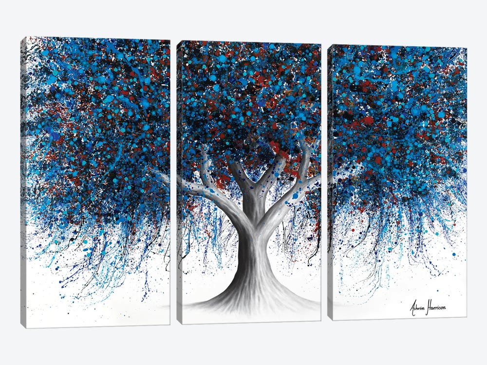 Sapphire Season Tree by Ashvin Harrison 3-piece Canvas Art
