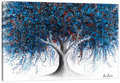 Sapphire Season Tree Canvas Art Print - Hyper-Realistic & Detailed Drawings