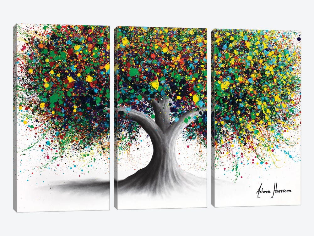Floral Peace Tree by Ashvin Harrison 3-piece Canvas Art Print