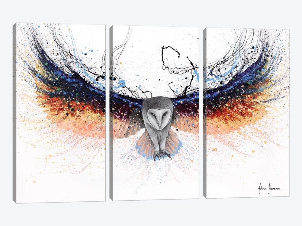 Omnipotent Owl by Ashvin Harrison 3-piece Canvas Art Print