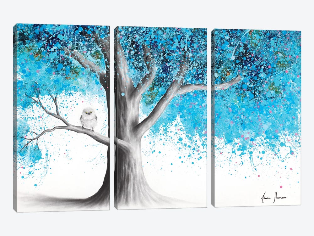 Happy Fluffy In Moonlight Tree by Ashvin Harrison 3-piece Canvas Print