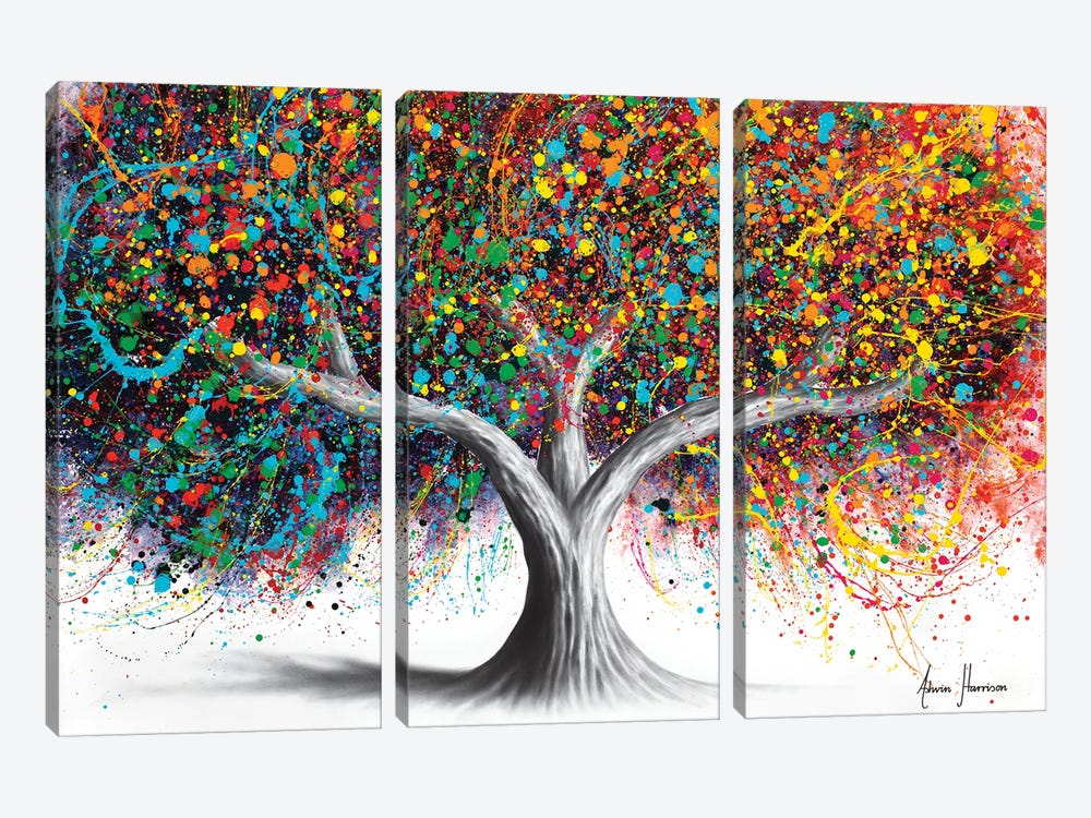 Tree Of Celebration by Ashvin Harrison 3-piece Canvas Wall Art