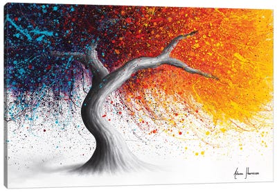 Fire and Passion Tree Canvas Art Print - Hyper-Realistic & Detailed Drawings