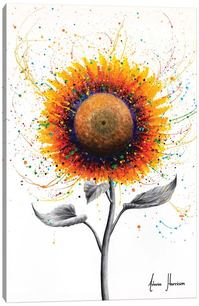 Rainbow Sunflower Canvas Art Print - Sunflower Art