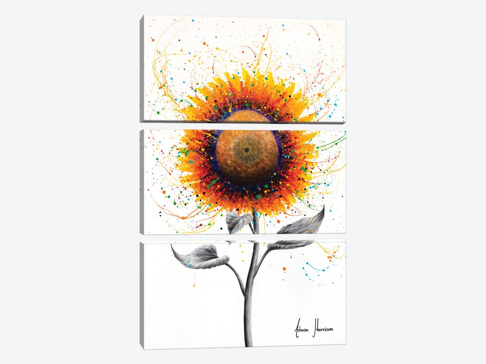 Rainbow Sunflower 3-piece Canvas Print