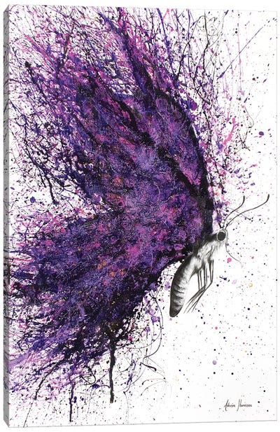 Purple Sky Butterfly Canvas Art Print - Insect & Bug Art