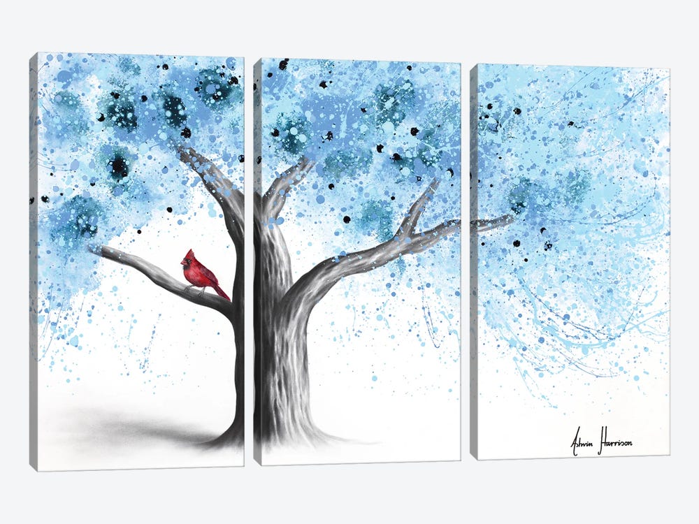 Cardinal In A Snow Tree by Ashvin Harrison 3-piece Canvas Art