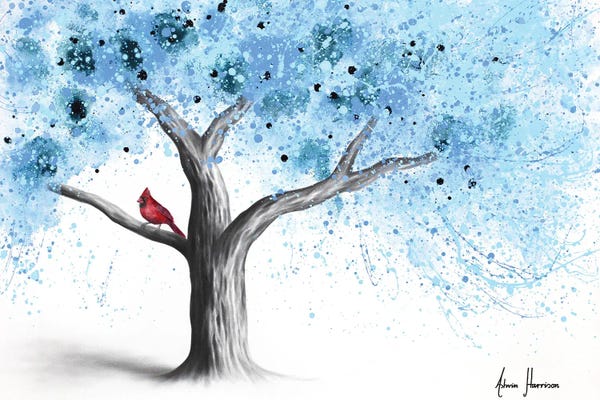 Hyper-Realistic & Detailed Drawings: Cardinal In A Snow Tree by Ashvin Harrison