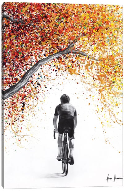 Cycling Gold Canvas Art Print - Bicycle Art