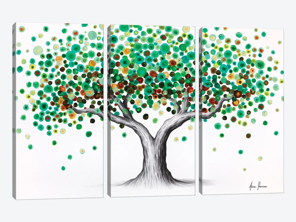 Emerald Garden Tree by Ashvin Harrison 3-piece Canvas Print
