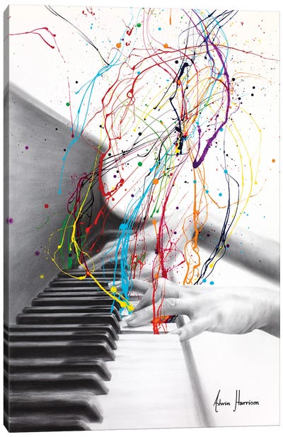 Piano Performance Canvas Art Print - Large Colorful Accents