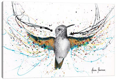 Hummingbird Symphony Canvas Art Print - Hyper-Realistic & Detailed Drawings