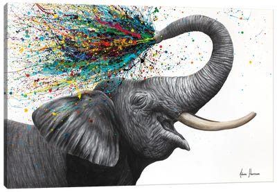 Elephant Elation Canvas Art Print - Large Colorful Accents