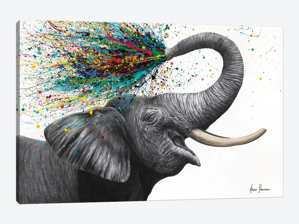 Elephant Elation by Ashvin Harrison 1-piece Canvas Art Print