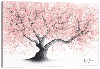 Kyoto Evening Blossom Tree Canvas Art Print - Hyper-Realistic & Detailed Drawings