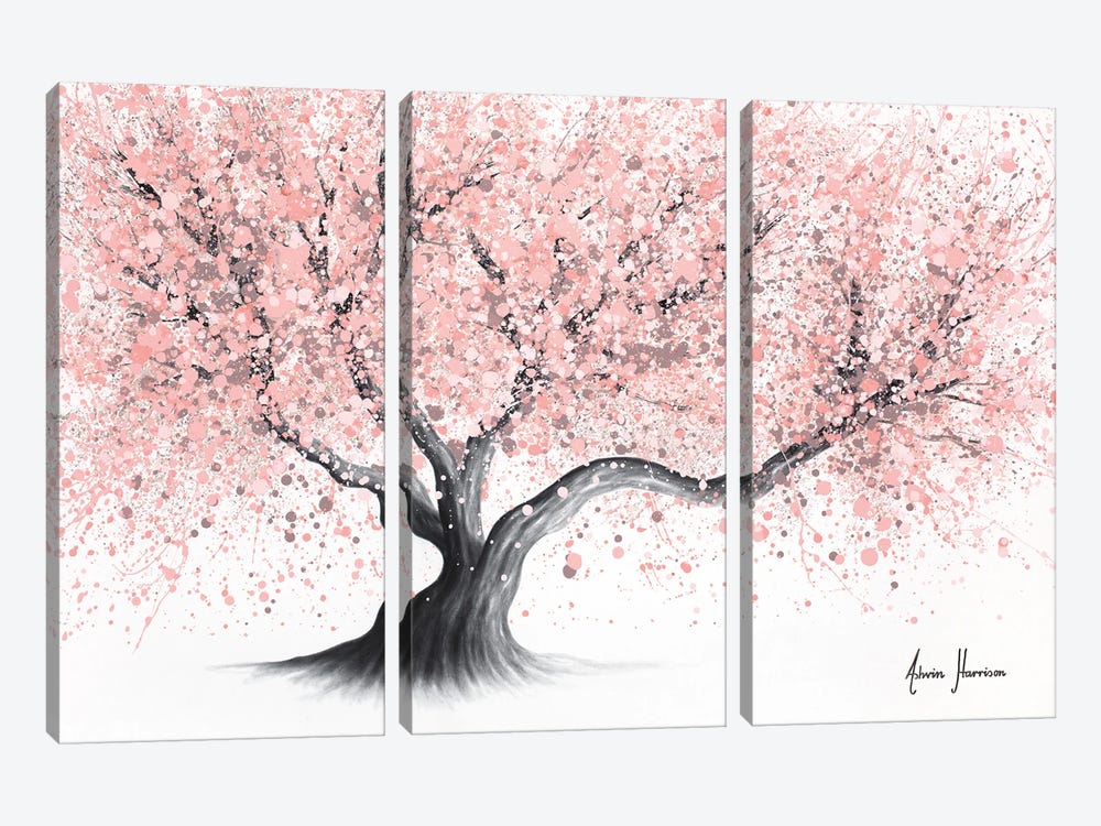 Kyoto Evening Blossom Tree 3-piece Canvas Wall Art