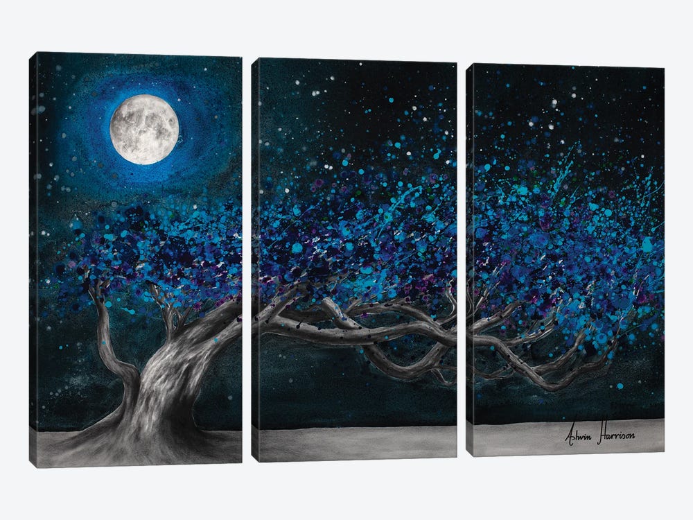 Glowing Midnight Tree by Ashvin Harrison 3-piece Canvas Art Print
