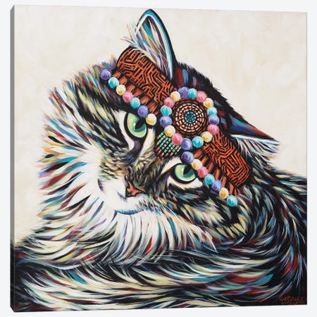 Hippie Cat I Canvas Print #VIT114} by Carolee Vitaletti Canvas Print