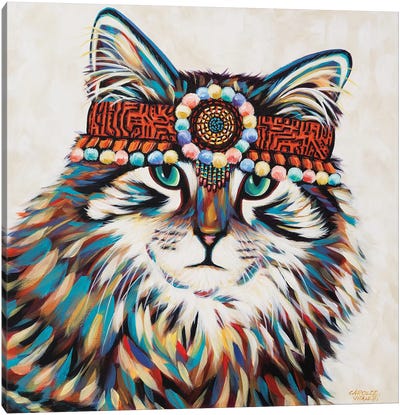 Hippie Cat II Canvas Art Print - Carolee Vitaletti