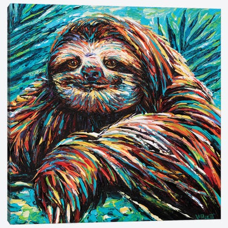 Painted Sloth I Canvas Print #VIT118} by Carolee Vitaletti Canvas Wall Art