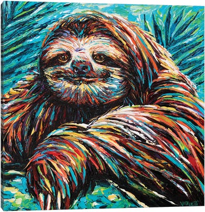 Painted Sloth I Canvas Art Print - Sloth Art