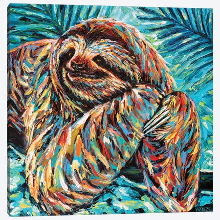 Painted Sloth II Canvas Print #VIT119} by Carolee Vitaletti Canvas Wall Art