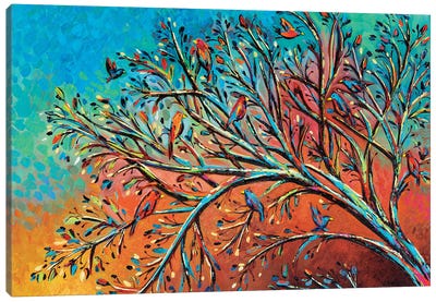 Sunrise Treetop Birds I Canvas Art Print - Carolee Vitaletti