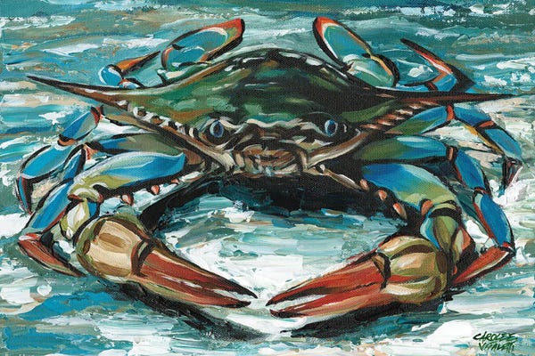 Nautical Décor: Blue Palette Crab II by Carolee Vitaletti