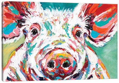 Piggy II Canvas Art Print - Farm Animal Art