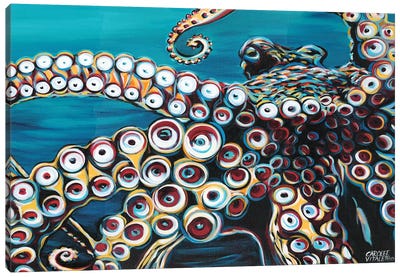 Wild Octopus I Canvas Art Print - Coastal Living Room Art