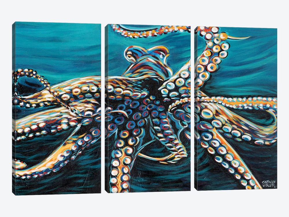 Wild Octopus II by Carolee Vitaletti 3-piece Canvas Wall Art