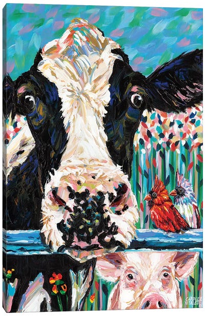 Farm Buddies II Canvas Art Print - Cow Art