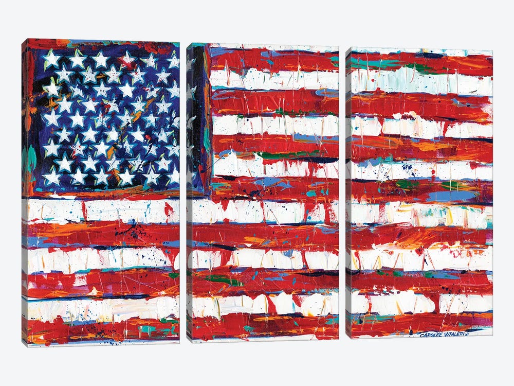 Dramatic Stars & Stripes by Carolee Vitaletti 3-piece Canvas Artwork