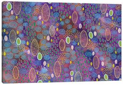 Blue Dots On Violet Canvas Art Print - Veronika Demenko