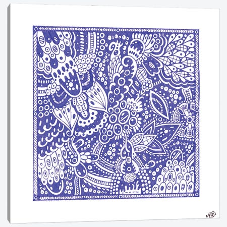 Blue Floral Pattern Canvas Print #VKD158} by Veronika Demenko Art Print
