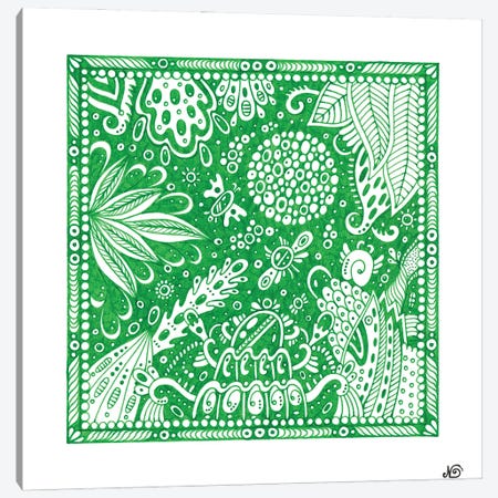 Green Floral Pattern Canvas Print #VKD159} by Veronika Demenko Art Print